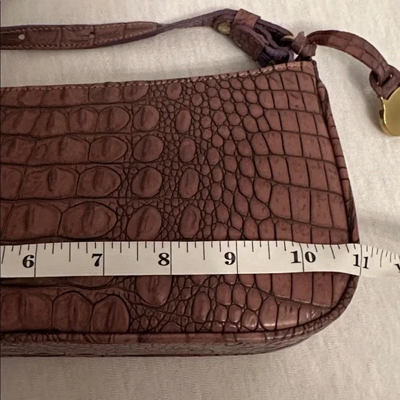 Vintage Brahmin Y2K Croc Embossed Leather Handbag Shoulder Mini Bag w/ Dust Bag - Picture 7 of 16